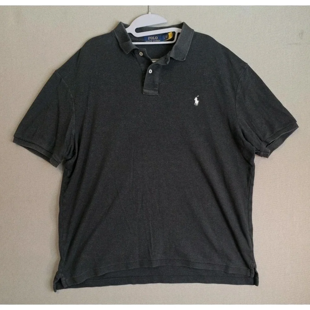 Polo Ralph Lauren Mens Large Polo Shirt Faded Charcoal Gray Pony 100% Cotton